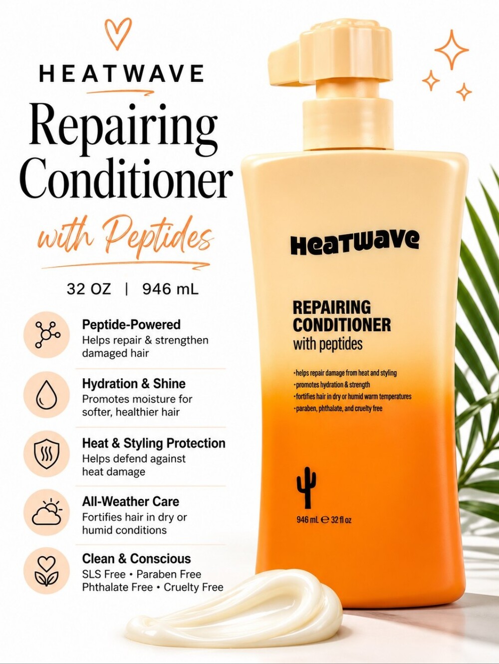 Heatwave Salon Repairing Conditioner with Peptides – 32 oz | Brand New